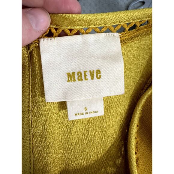 Maeve by Anthropologie Verdet Gold Swing Mini Dress 60s Boho Style size Small - Picture 4 of 8